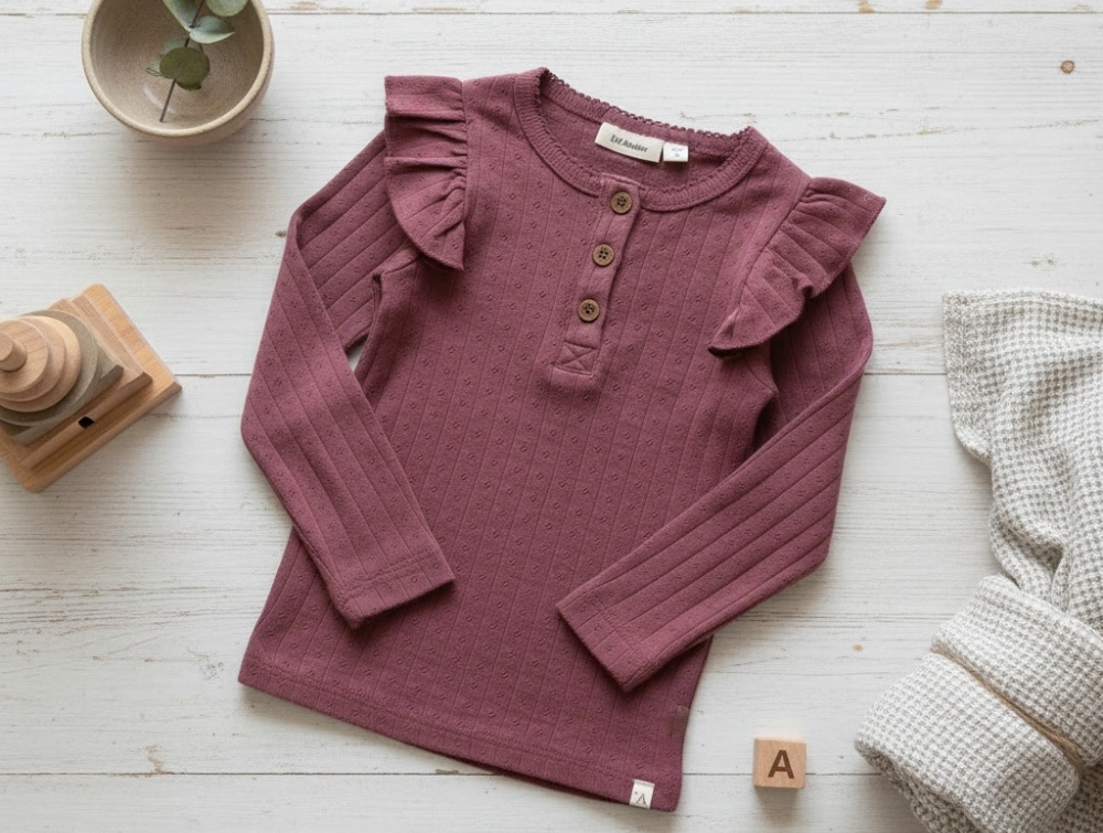 Lil Atelier Dry Rose Top Hulmønster - Str. 3y 98cm