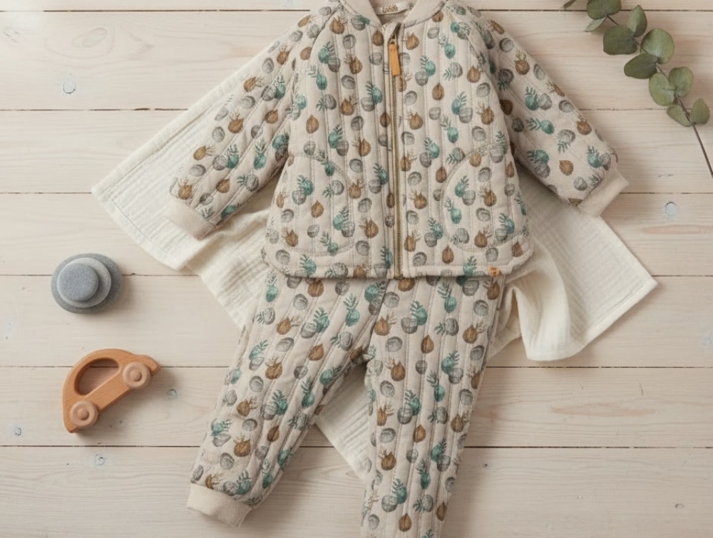 Lil Atelier Pure Cashmere Printet Termosæt Med Fleecefor - Str. 2y 92cm