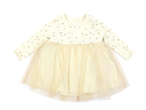 Name It Buttercream Gold Glitter Kjole - Str. 0m 50cm