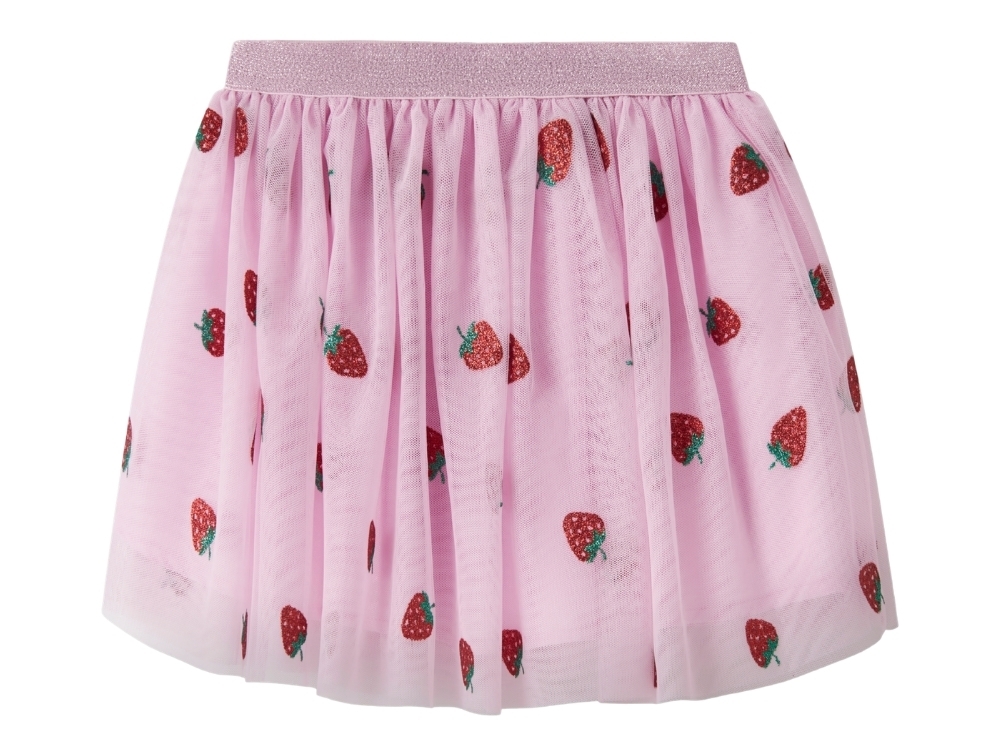 Name It Tylskørt Pirouette Med Glitter Jordbærprint - Str. 6y 116cm billede