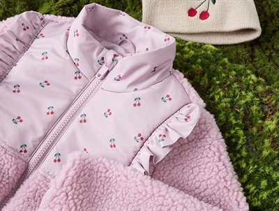 Name It teddy jakke med kirsebærprint og høj krave