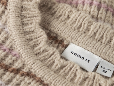 Name It striktrøje i beige nuance peyote med ribkanter