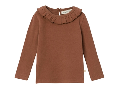 Lil Atelier carob brown flæsekrave bluse