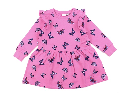 Name It Wild Orchid Sommerfugle Sweatkjole - Str. 2y 92cm