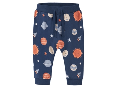 name it baby bukser insignia blue med planetprint