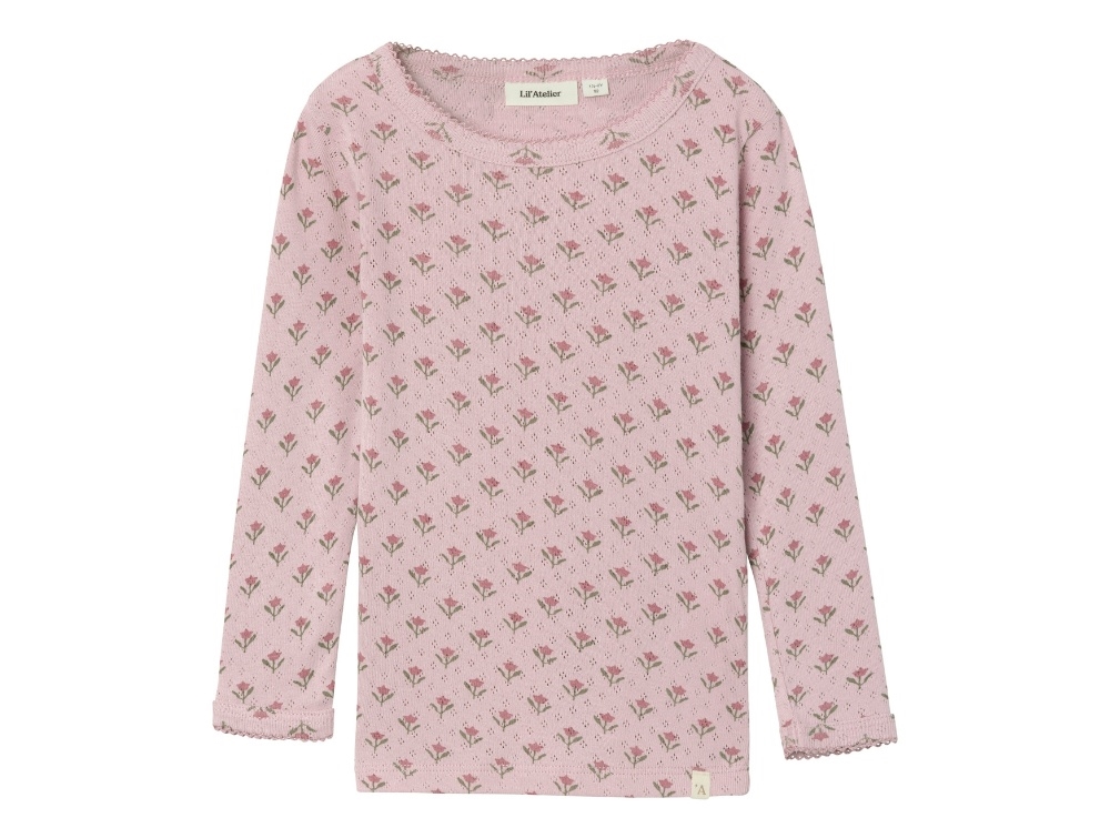 Lil Atelier Violet Ice Blomstret Bluse - Str. 2y 92cm