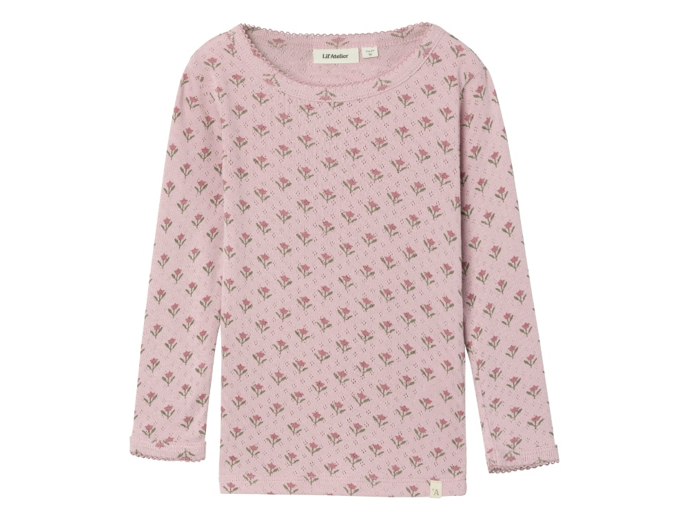 Lil Atelier Violet Ice Blomstret Bluse - Str. 2y 92cm