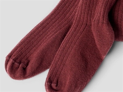 Lil\' Atelier MINI strømpebukser i brun nuance hot chocolate med ribstruktur  