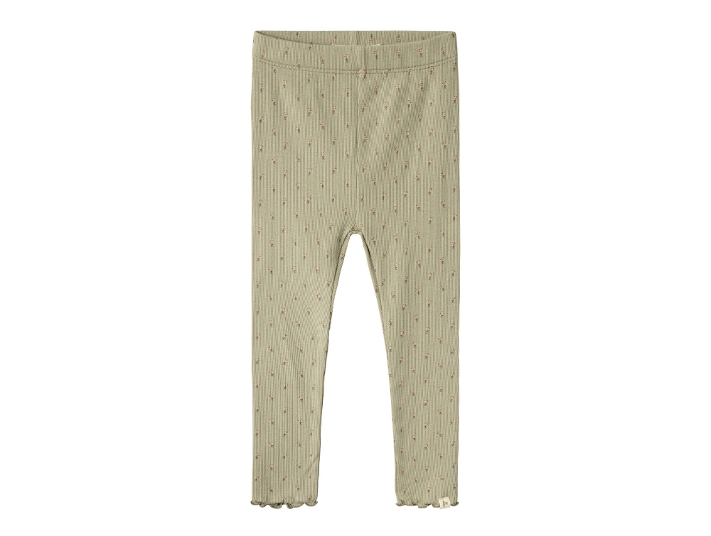 Lil Atelier Moss Gray Blomstret Legging - Str. 3y 98cm
