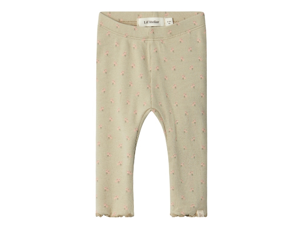 Lil Atelier Moss Gray Blomstret Legging - Str. 1m 56cm