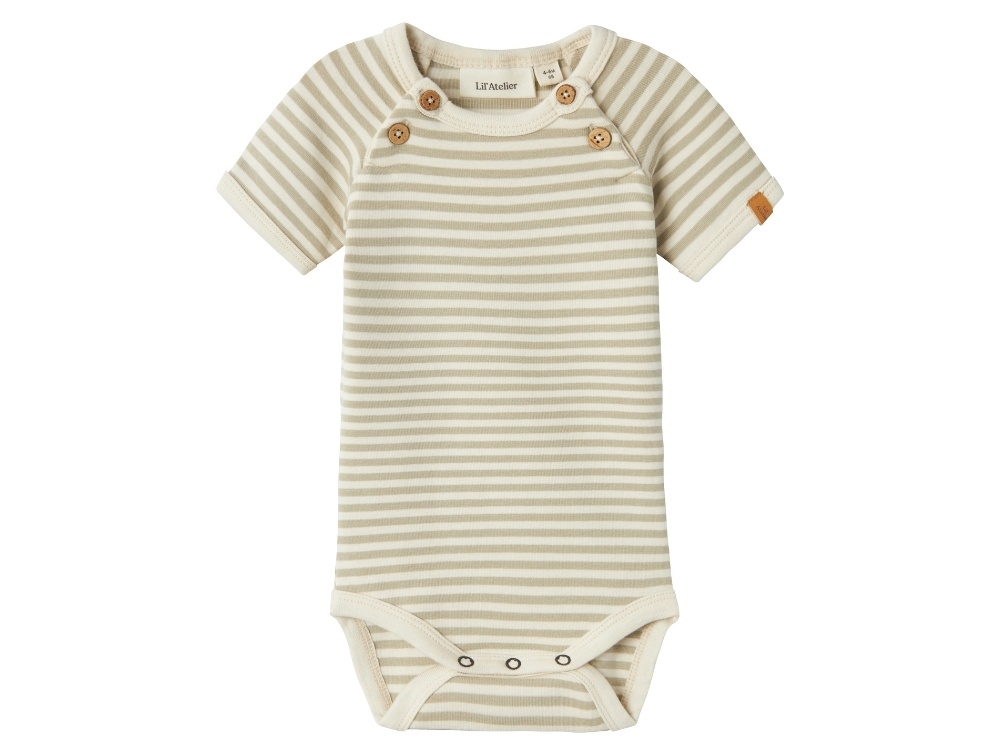 Lil Atelier Moss Grey Stribet Body - Str. 1m 56cm