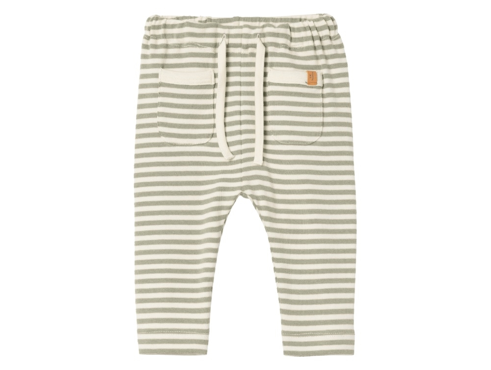 Lil Atelier Moss Grey Stribede Bukser - Str. 1m 56cm