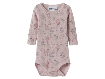 Name It body i violet ice med blomsterprint og lange ærmer