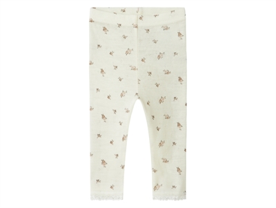 Name It leggings i snow white merinould med blomsterprint set forfra