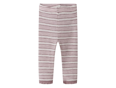 Name It leggings i snow white med rosa striber og hulmønster