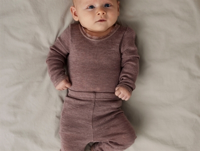 Name It leggings i antler støvet violet nuance i merinould på baby