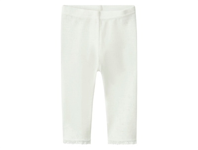 Name It leggings i snow white merinould med hulmønster set forfra
