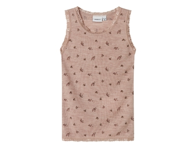 Name It uld undertrøje i shadow gray merinould med blomsterprint