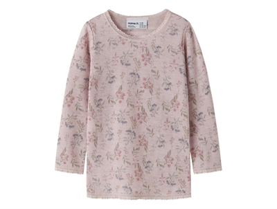 Name It lilla bluse i merinould til børn med blomster