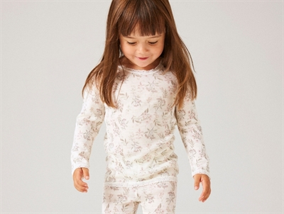 Name It merinould bluse i råhvid nuance med blomsterprint
