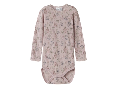 Name It merinould body i lilla nuance med blomsterprint
