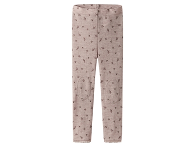 Name It leggings i shadow gray støvet rosa nuance i merinould med blomsterprint set forfra
