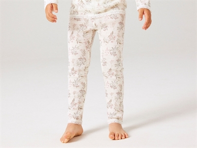 Name It merinould leggings i råhvid nuance med blomsterprint