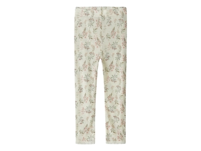 Name It råhvide leggings i merinould til børn med blomster