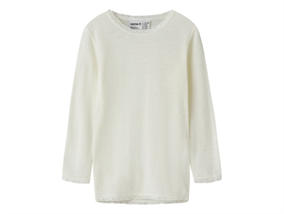 Name It merinould bluse i råhvid nuance med hulmønster