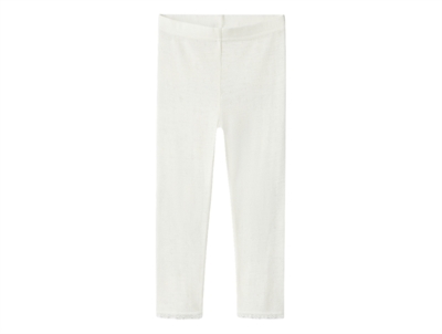 Name It merinould leggings i råhvid nuance med hulmønster