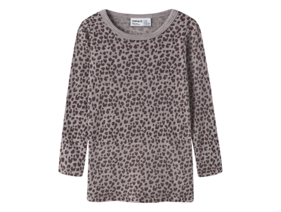 Name It grå bluse i merinould til børn med leo print