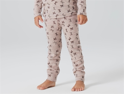 Name It leggings i shadow gray merinould rib med sløjfeprint på barn