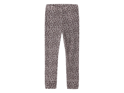 Name It grå leggings i merinould til børn med leo print