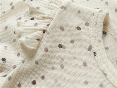 Name It merinould bluse med flæser og prikker snow white
