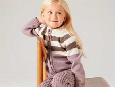 Name It strikcardigan i lilla nuance toadstool med striber