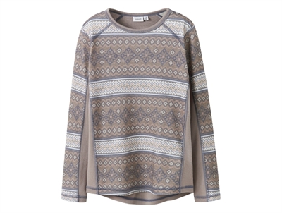Name It Kids uldbluse grå-brun satellite sne mønster forside