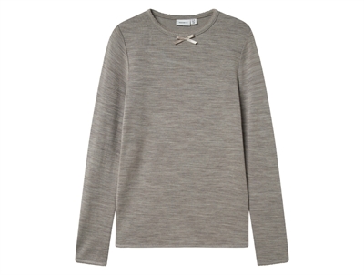 Grå-brun Name It bluse set forfra med sløjfe i halsudskæring