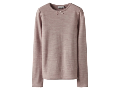 Name It bluse i støvet rosa merinould mix med lange ærmer