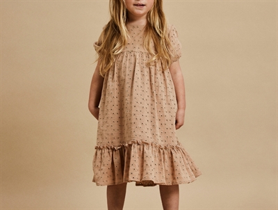 Lil Atelier nougat broderie anglaise kjole