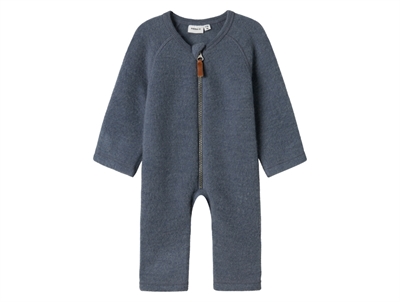 Name It ulddragt i blågrå nuance i merinould med lynlås