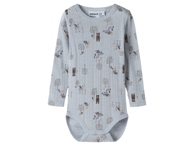 Name It merinould body i arctic ice med skovdyrprint forfra