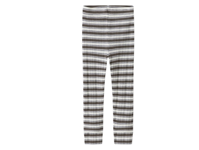 Name It merinould leggings i råhvid og morel med striber forfra