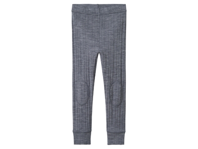 Name It leggings i folkstone gray merinould med ribmønster set forfra