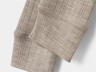 Name It leggings i gråbrun nuance satellite i merinould detalje af rib og kant