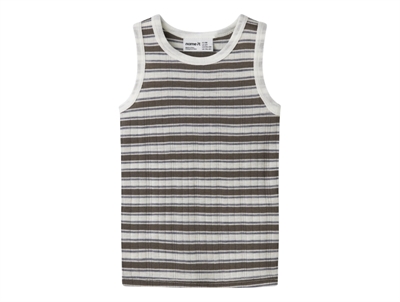Name It merinould tanktop i råhvid og morel med striber forfra