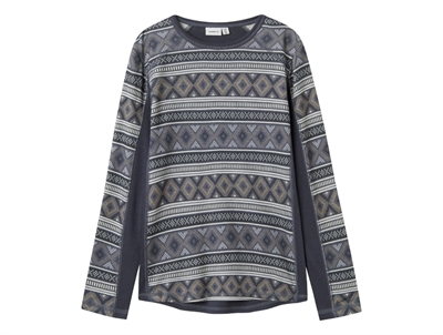 Name It Kids bluse merinould ombre blue island mønster forside