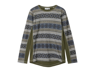 Name It merinould bluse grøn kalamata forside