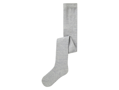 Name It strømpebukser i grey melange grå nuance med uld set forfra