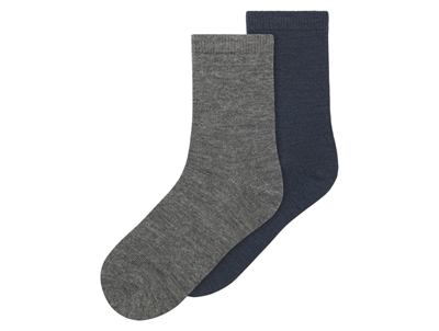 Name It sokker i dark grey melange og ombre blue 2-pak med uld