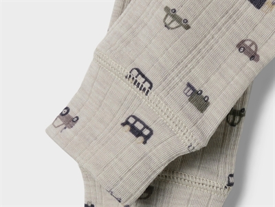 Name It leggings i nacreous cloud merinould med bilprint detalje af print